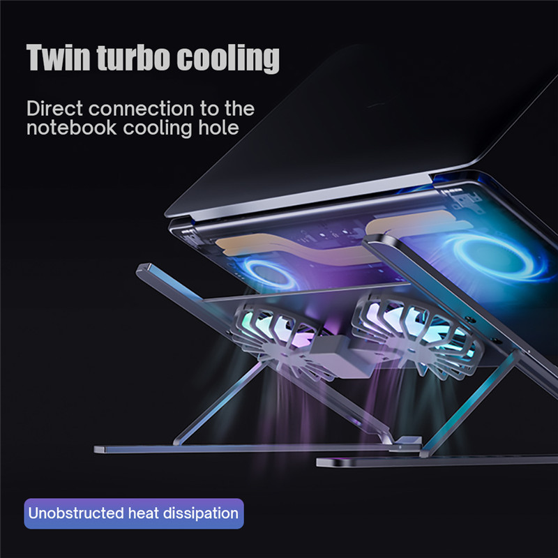 Aluminum Adjustable Laptop Cooling Stand For Macbook Computer PC iPad Tablet Support Notebook Stand Cooler Fan Pad Laptop Holder