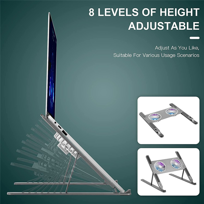 Aluminum Adjustable Laptop Cooling Stand For Macbook Computer PC iPad Tablet Support Notebook Stand Cooler Fan Pad Laptop Holder
