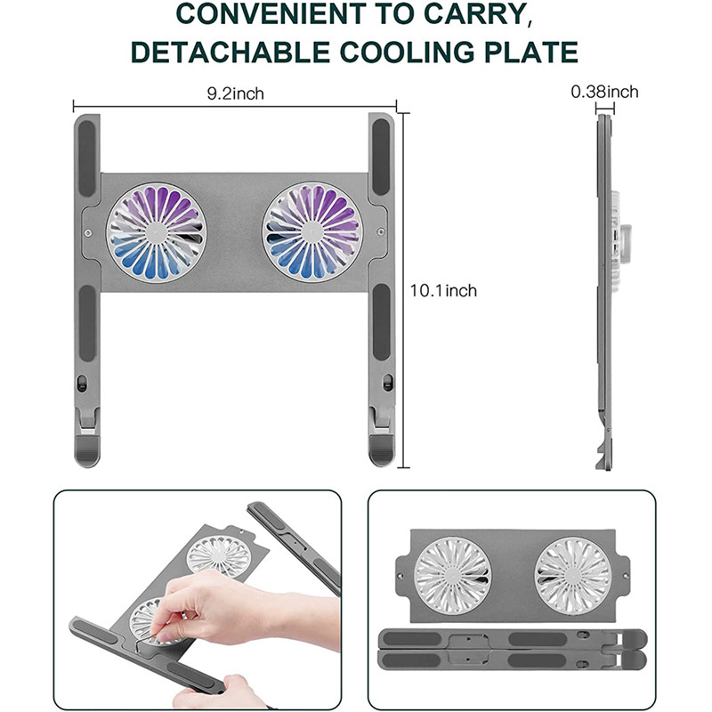 Aluminum Adjustable Laptop Cooling Stand For Macbook Computer PC iPad Tablet Support Notebook Stand Cooler Fan Pad Laptop Holder