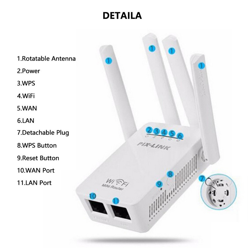 300M Wifi Amplifier Router 4 Antennas 300Mbps 2.4G Repeater Network Expander Range Extender Wireless Router WiFi Signal Booster
