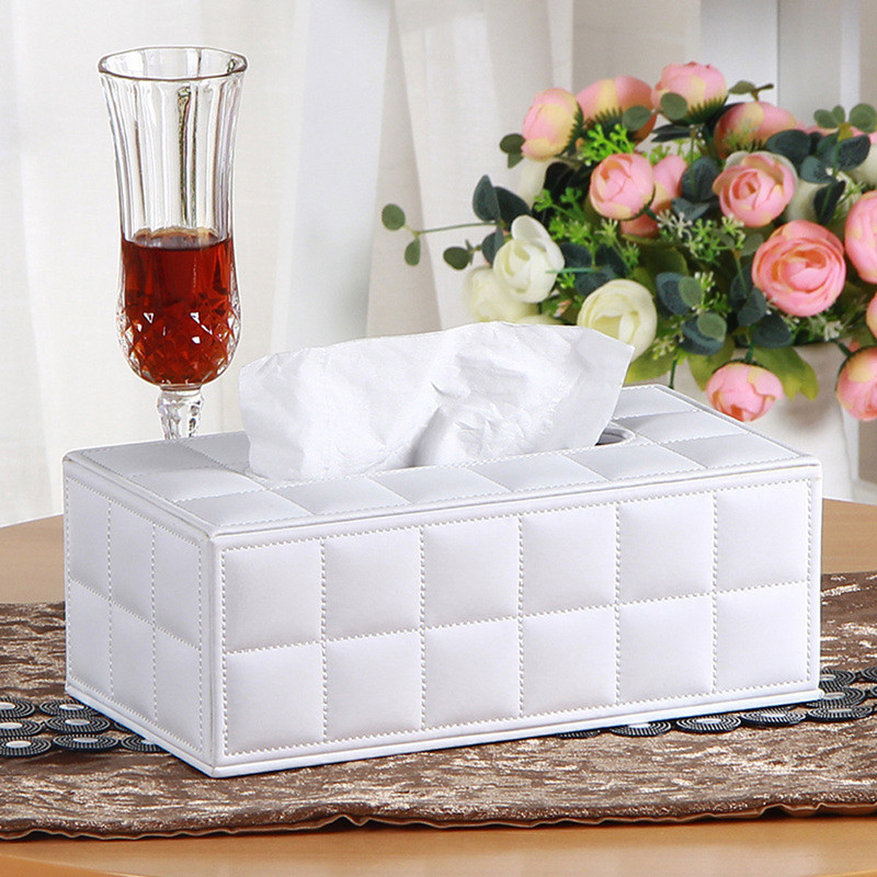 Room Kitchen Car PU Leather Tissue Box Holder Napkin Paper Cover Rectangle Case Home Car Napkins Holder Home Organizer Decor