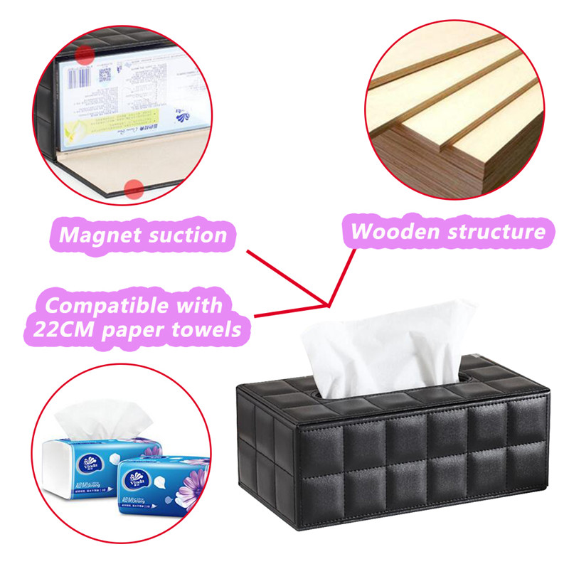 Room Kitchen Car PU Leather Tissue Box Holder Napkin Paper Cover Rectangle Case Home Car Napkins Holder Home Organizer Decor