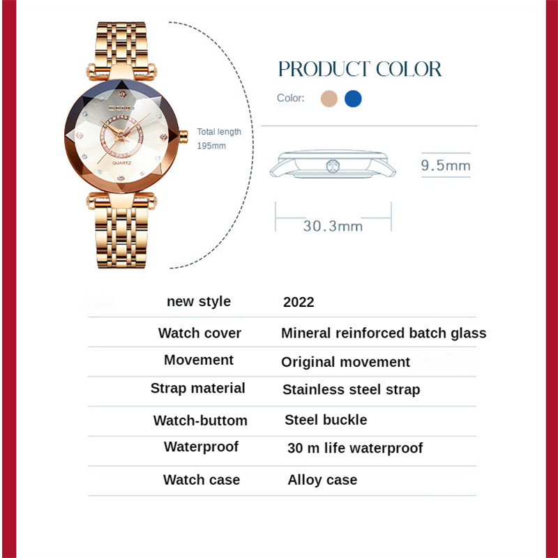 Women Quartz Watch Waterproof Luxury Ladies Waterproof Wristwatch Stainless Steel Crystal Diamond Small Dial Wrist Watches