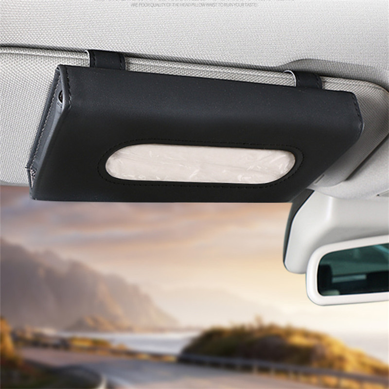 PU Leather Car Tissue Box Car Sun Visor Block Hanging Container Towel Napkin Holder Paper Rack Organizer Storage Bag