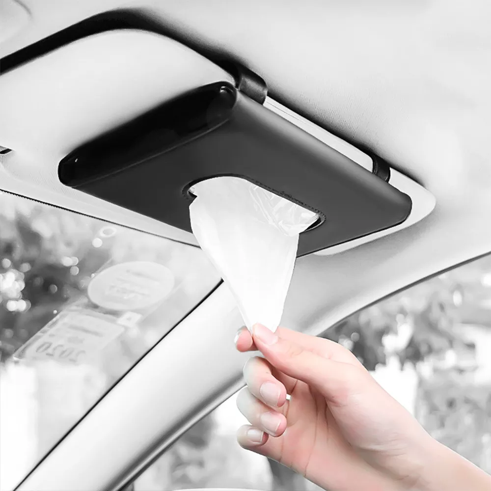 PU Leather Car Tissue Box Car Sun Visor Block Hanging Container Towel Napkin Holder Paper Rack Organizer Storage Bag