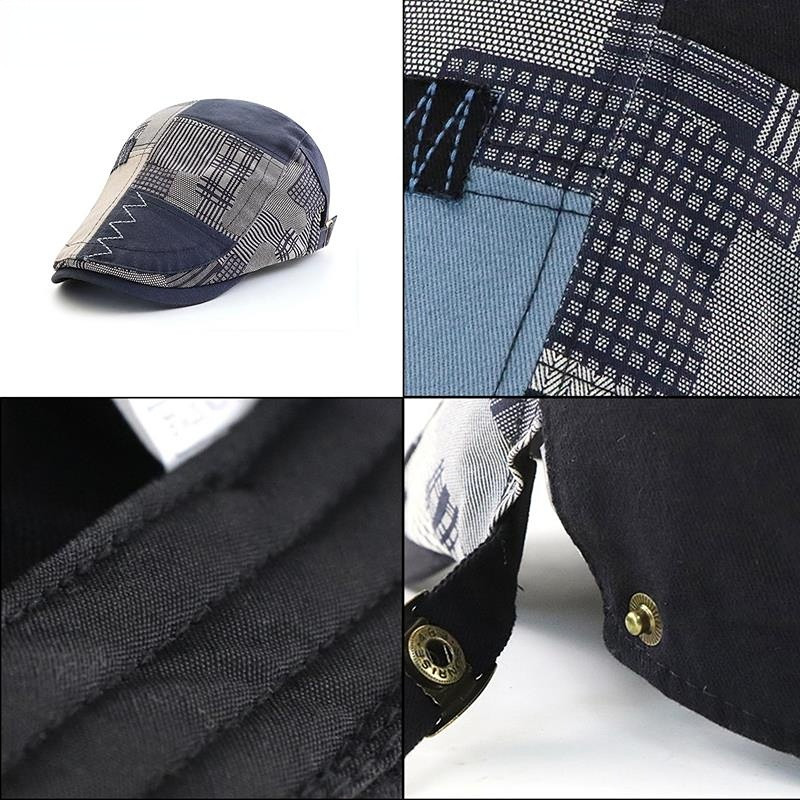 Irregular Plaid Newsboy Beret Hat Adjustable Flat Cap Sunscreen Caps Artist Painter Duckbill Visor Cabbie Hats for Men Women