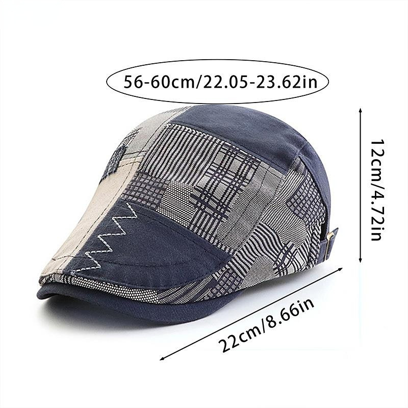 Irregular Plaid Newsboy Beret Hat Adjustable Flat Cap Sunscreen Caps Artist Painter Duckbill Visor Cabbie Hats for Men Women
