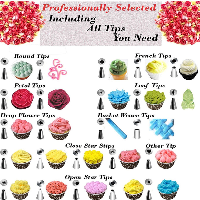 106pcs/lot Cream Pastry Nozzles Cake Decorating Tools Kit Turntable Set Confectionery Bags Icing Piping Nozzles Tips Baking Tool