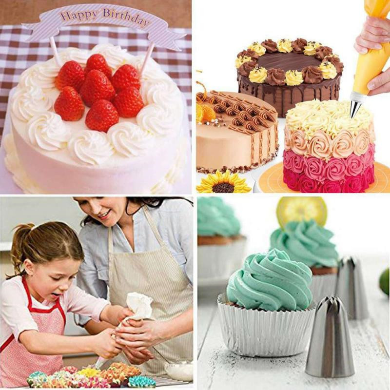 106pcs/lot Cream Pastry Nozzles Cake Decorating Tools Kit Turntable Set Confectionery Bags Icing Piping Nozzles Tips Baking Tool