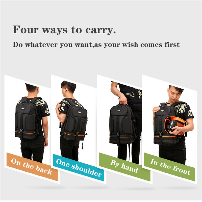 Waterproof Camera Backpack Shockproof Tripod Case  Photo Bag with Reflective Stripe Fit 15.6 In Laptop Bag for Nikon Sony DSLR