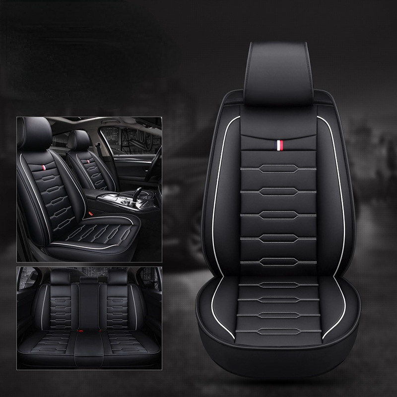 5 Seats Front&Rear Full Set PU Leather Universal Waterproof Breathable Car Seat Cover Chair Cushion Auto Seat Protector Cushion