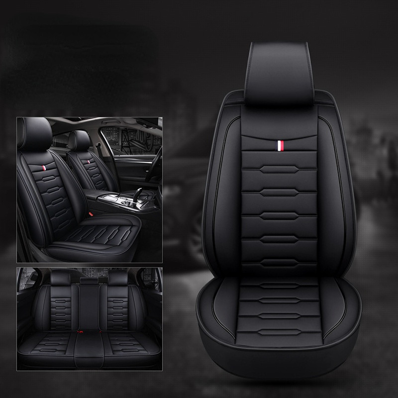 5 Seats Front&Rear Full Set PU Leather Universal Waterproof Breathable Car Seat Cover Chair Cushion Auto Seat Protector Cushion