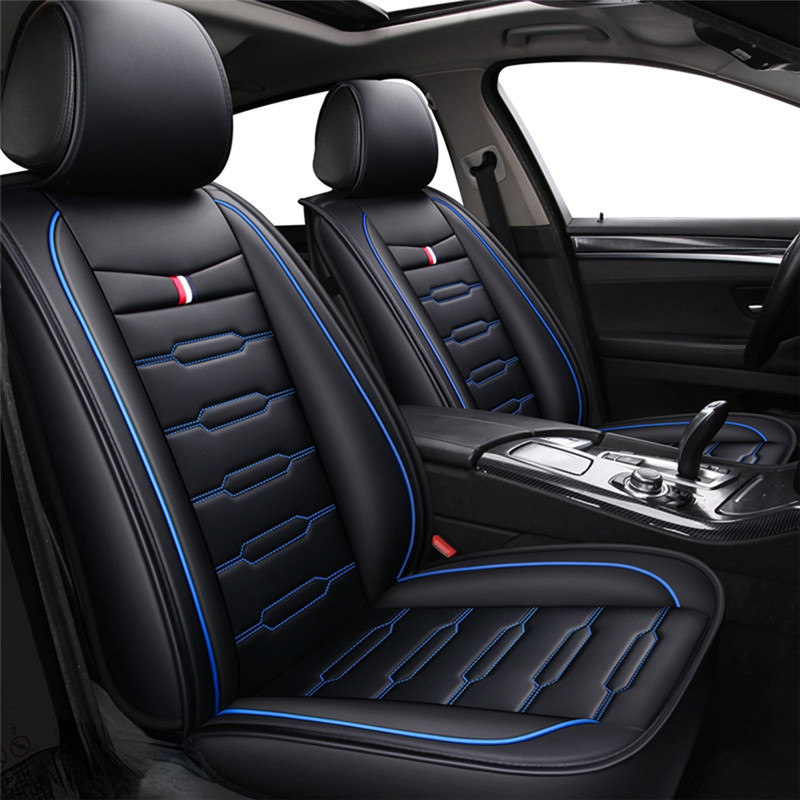 5 Seats Front&Rear Full Set PU Leather Universal Waterproof Breathable Car Seat Cover Chair Cushion Auto Seat Protector Cushion