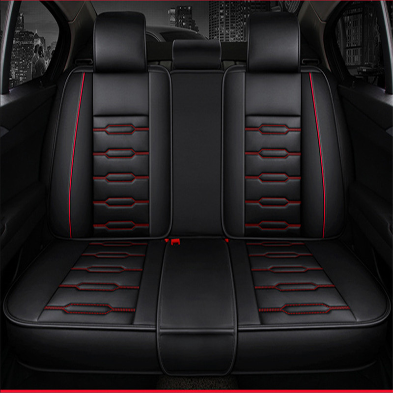 5 Seats Front&Rear Full Set PU Leather Universal Waterproof Breathable Car Seat Cover Chair Cushion Auto Seat Protector Cushion
