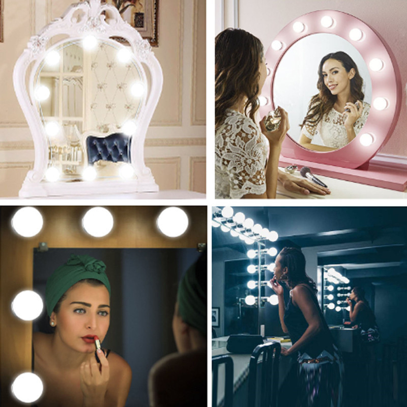 LED Vanity Makeup Mirror Light 10 Led Light Bulb Light String Hollywood White Lighting Led Lamp Touch Switch Cosmetic Lights