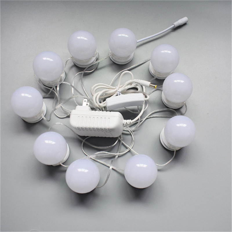 LED Vanity Makeup Mirror Light 10 Led Light Bulb Light String Hollywood White Lighting Led Lamp Touch Switch Cosmetic Lights