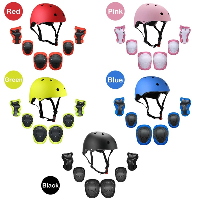 7pcs Kid Child Roller Skating Bike Helmet Knee Wrist Guard Elbow Pad Set for Bicycle Helmet Protection Safety Guard Cycling Pad