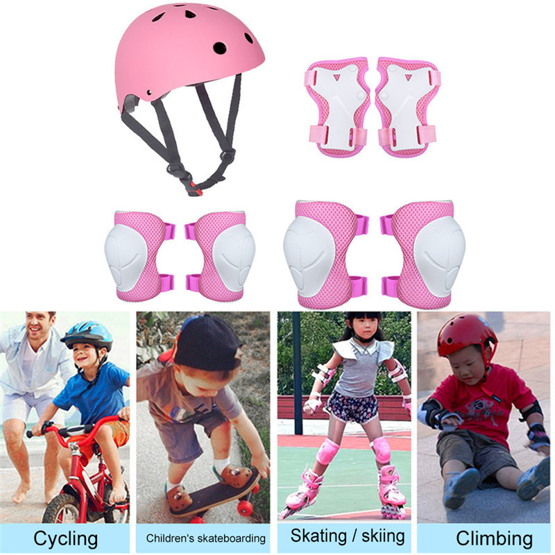 7pcs Kid Child Roller Skating Bike Helmet Knee Wrist Guard Elbow Pad Set for Bicycle Helmet Protection Safety Guard Cycling Pad