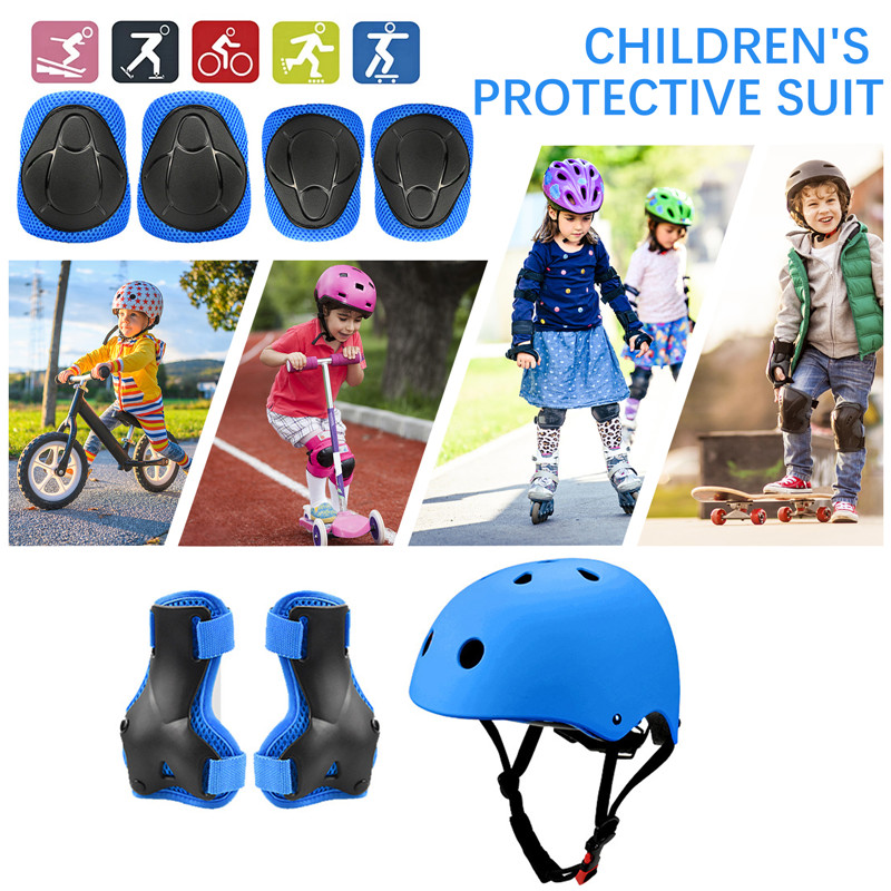 7pcs Kid Child Roller Skating Bike Helmet Knee Wrist Guard Elbow Pad Set for Bicycle Helmet Protection Safety Guard Cycling Pad