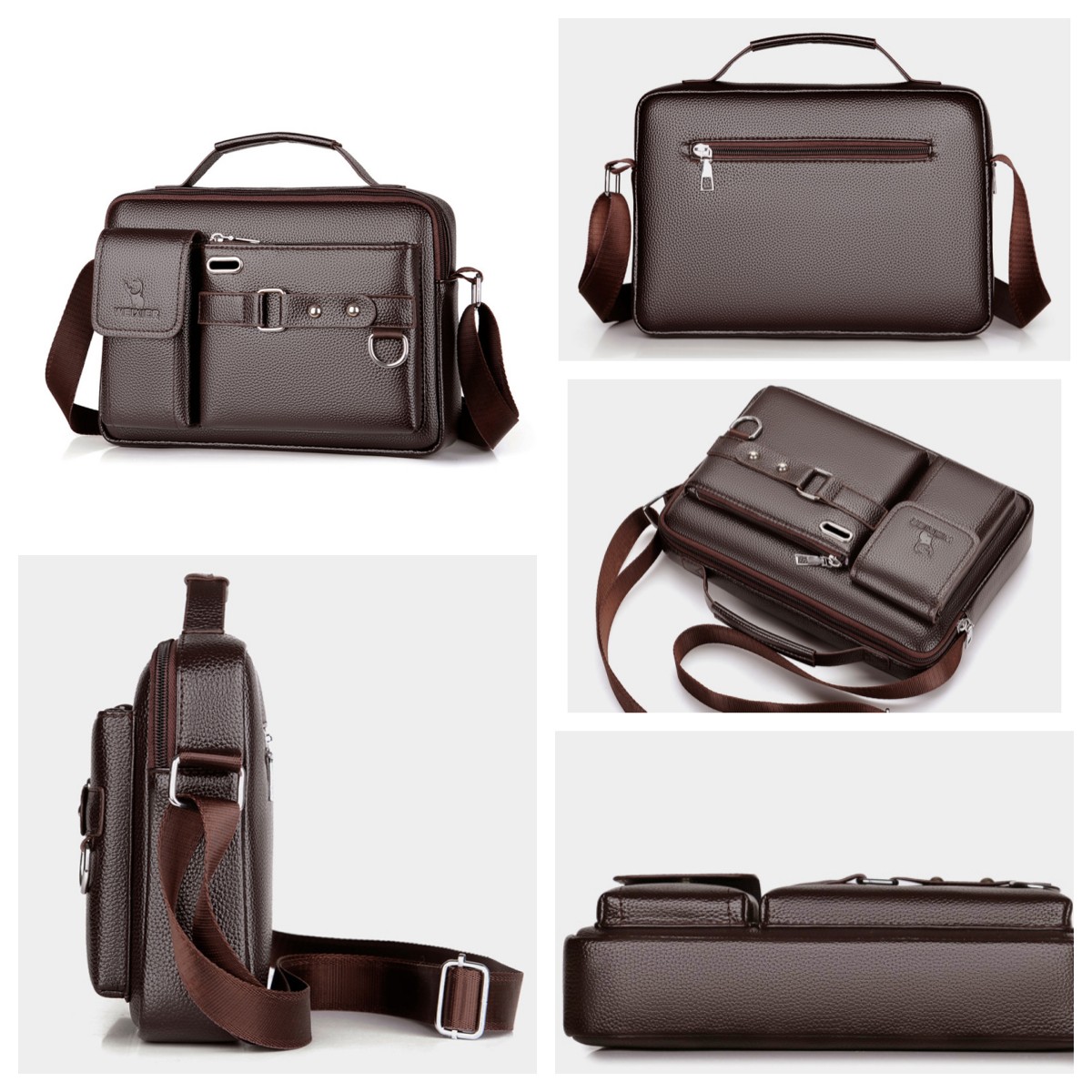 PU Leather Bag Men's Handbag Vintage Messenger Bag Men Crossbody Shoulder Bags Male Briefcase Bag Casual Tote Bag For Men