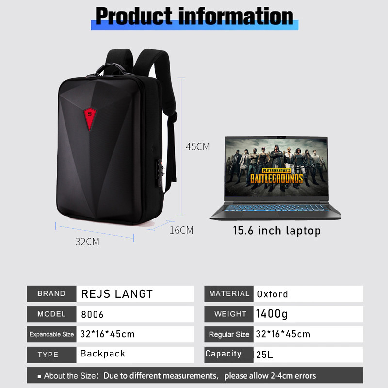 Anti-Theft Backpack USB Charging 17.3 inch Laptop Backpack Men Fashion Hard Shell School Bag Business Travel Waterproof Rucksack