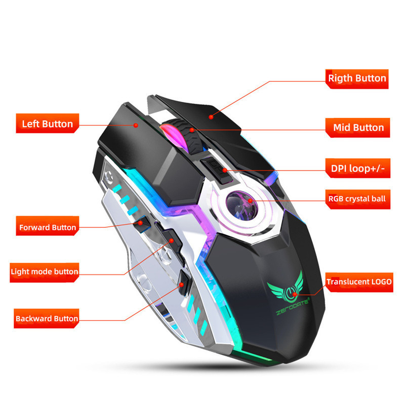 Wireless Gaming Mouse Rechargeable Silent LED Backlit Mice USB Optical Ergonomic 7 Keys RGB Backlit Mouse For Laptop Computer