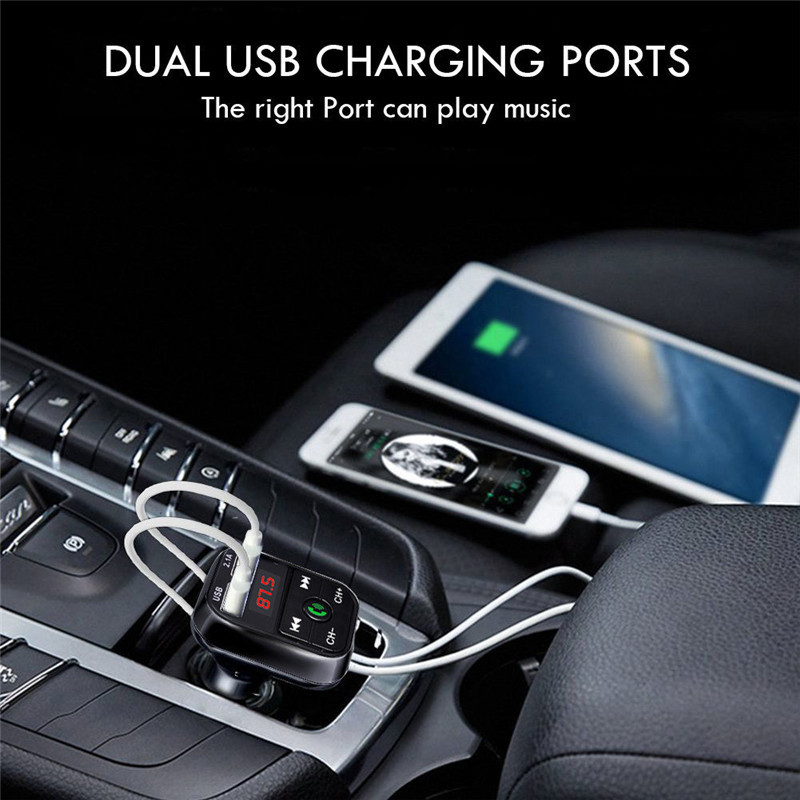 Bluetooth-compatible FM Transmitter Car Kit MP3 Modulator Player Wireless Handsfree Audio Receiver Dual USB Fast Charger
