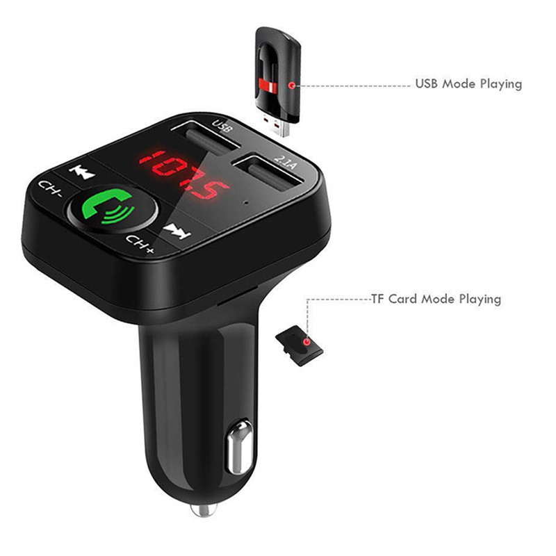 Bluetooth-compatible FM Transmitter Car Kit MP3 Modulator Player Wireless Handsfree Audio Receiver Dual USB Fast Charger