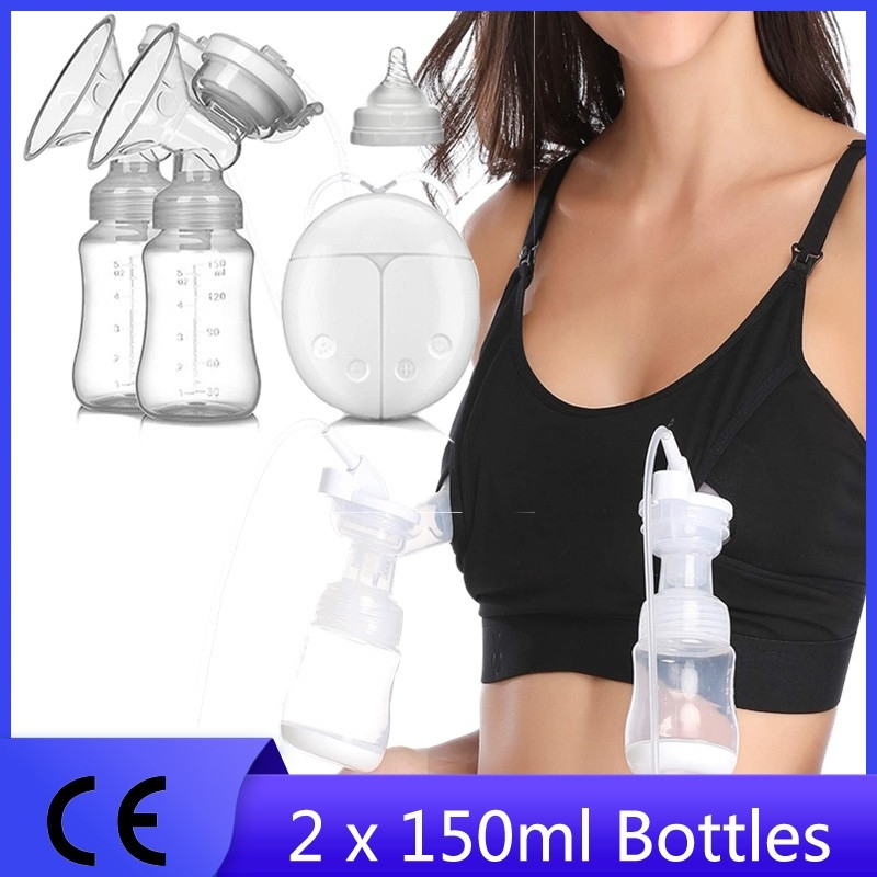 Electric Breast Pump Bilateral Milk Pump USB Powered with Baby Milk Bottle Baby Powerful Suction Breast Feeding Accessories