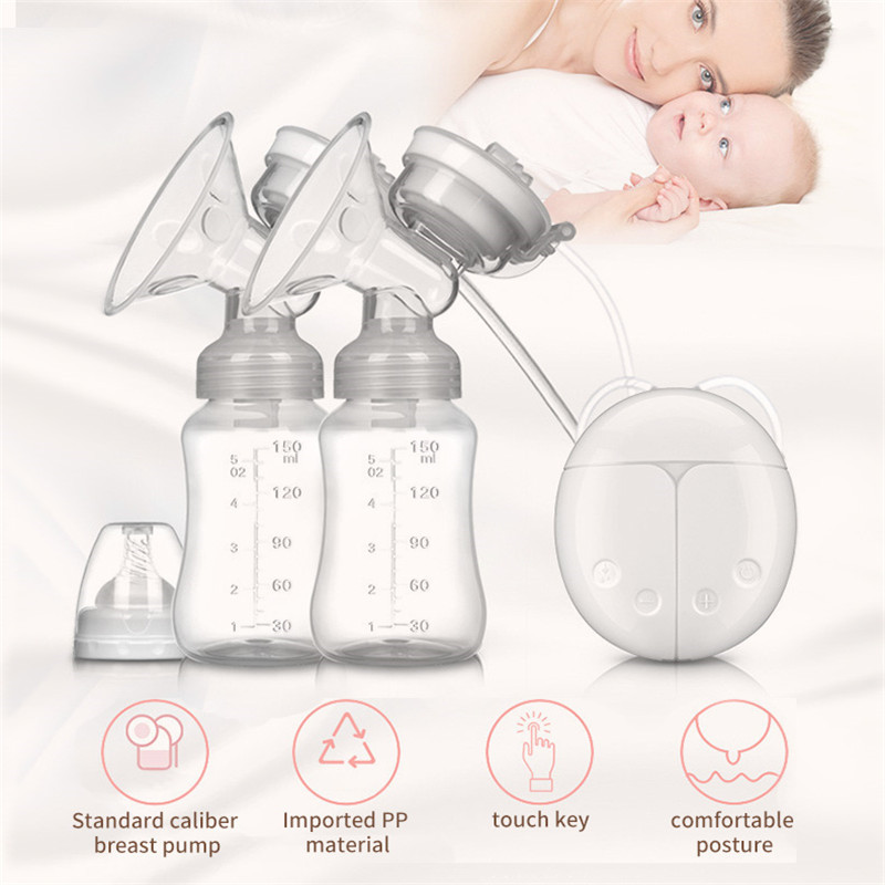 Electric Breast Pump Bilateral Milk Pump USB Powered with Baby Milk Bottle Baby Powerful Suction Breast Feeding Accessories