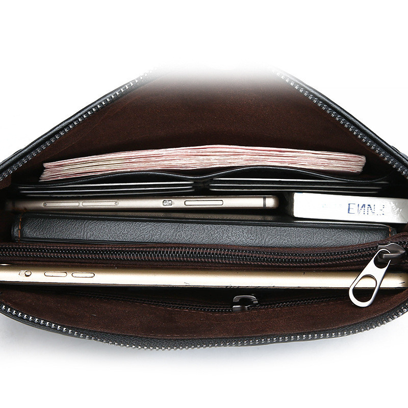 Luxury Designer Men's Clutch Bag Woven Leather Purse and Handbag for Men Large Capacity Business Envelope Clutch Wallet iPad Bag