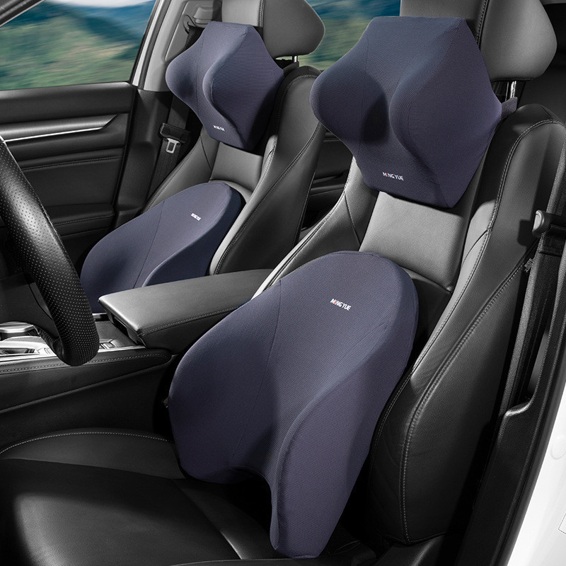 Curved Car Seat Headrest Car Neck Pillow Cushion Back Lumbar Support For Car Seat Breathable Memory Foam Car Seat Waist Cushion