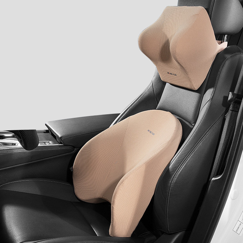 Curved Car Seat Headrest Car Neck Pillow Cushion Back Lumbar Support For Car Seat Breathable Memory Foam Car Seat Waist Cushion