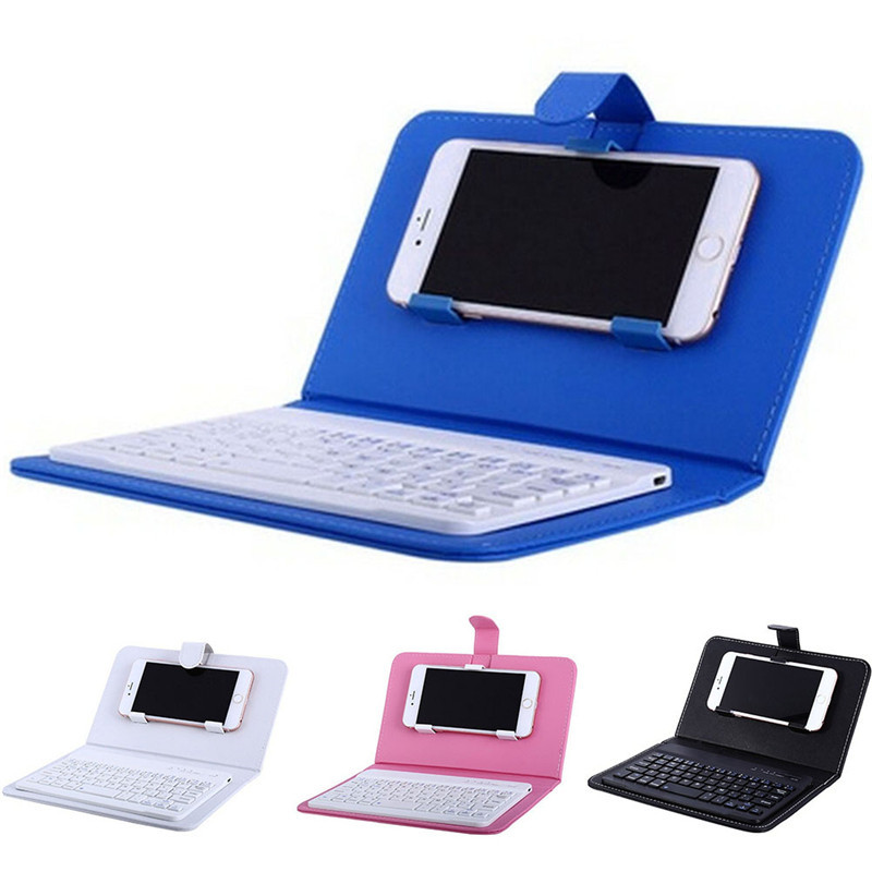 PU Leather Phone Wireless Keyboard Case For iPhone Protective Mobile Phone With Bluetooth Keyboard For 4.5-6.8inch Smartphone