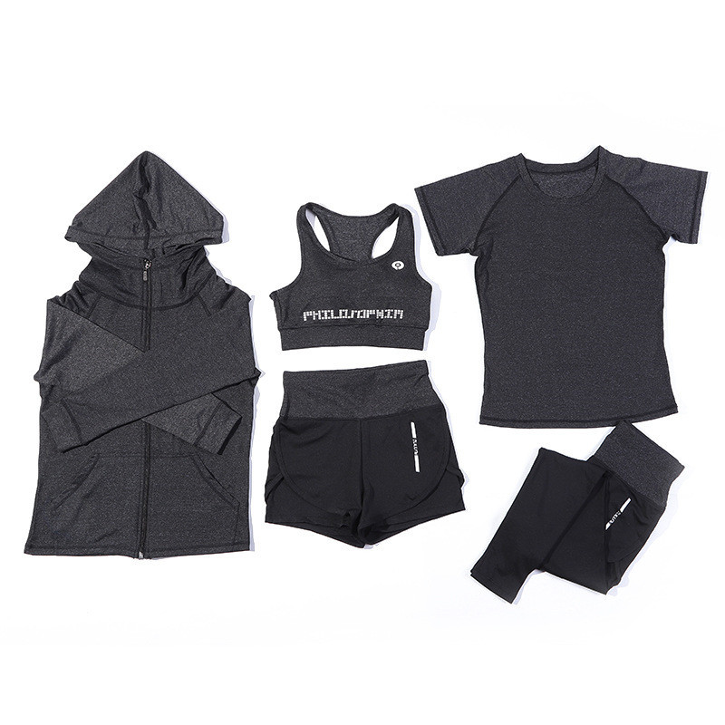 5PCS Women Yoga Set Lady Gym Fitness Clothes Tennis Shirt Pants Running Tight Jogging Workout Yoga Leggings Sport Suit
