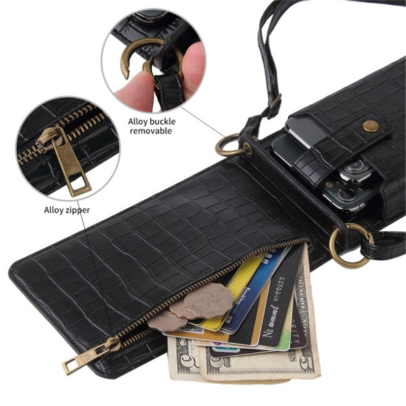 Mini Mobile Phone Bag Small Clutch Shoulder Bag Crocodile PU Leather Women Phone Pouch Messenger Bag Purse Handbag Wallet