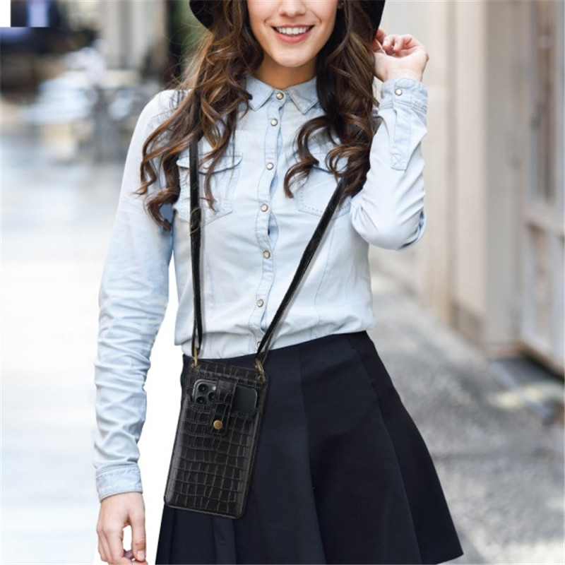 Mini Mobile Phone Bag Small Clutch Shoulder Bag Crocodile PU Leather Women Phone Pouch Messenger Bag Purse Handbag Wallet