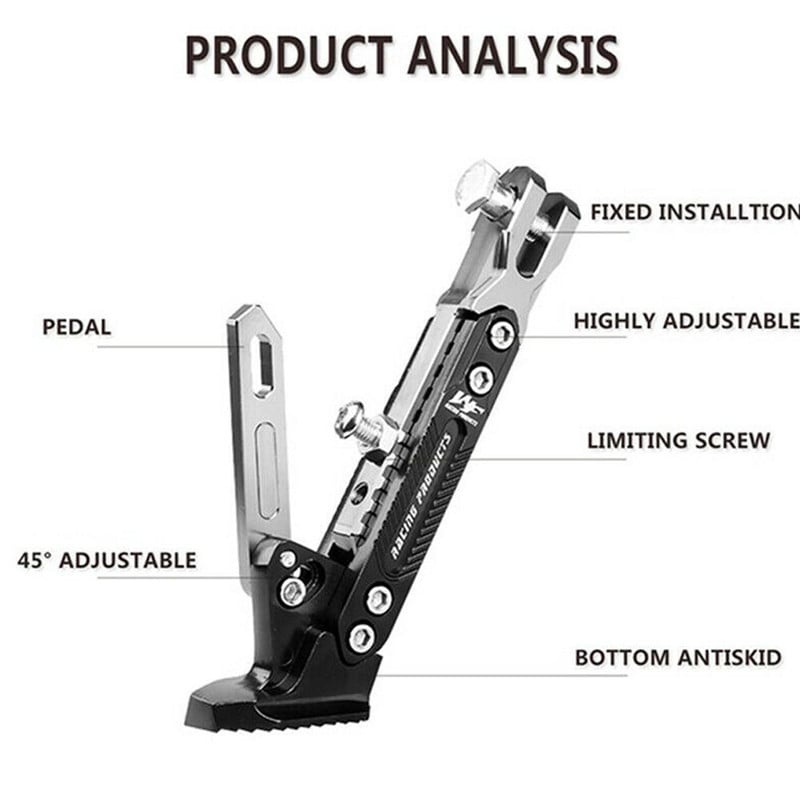 Adjustable CNC Metal Motorcycle Foot Bracket Kick Side Bracket Durable Resistant Bracket Motorbike Parking Side Support Stand