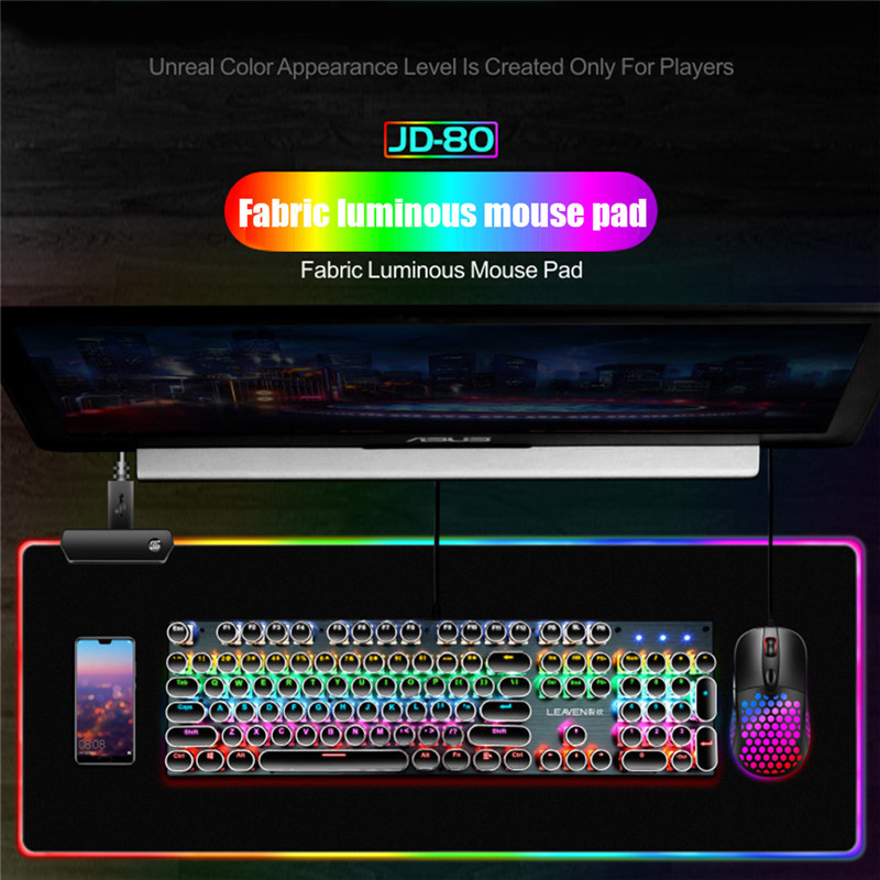 LED Light Gaming Mouse Pad RGB Large Luminous Keyboard Pad Non-Slip Rubber Base Computer Carpet Desk Mat PC Game Mouse Mat