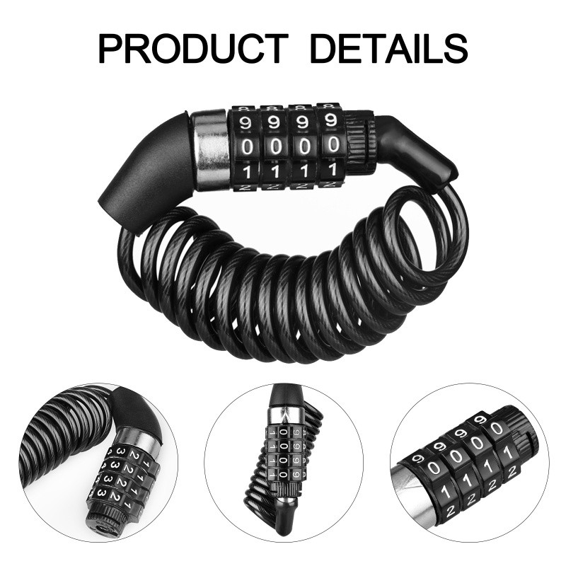 Motor Helmet Lock Anti-theft 4 Digit Password MTB Road Bike Locks For Scooter Motorcycle Portable Cycling Bicycle Cable Lock