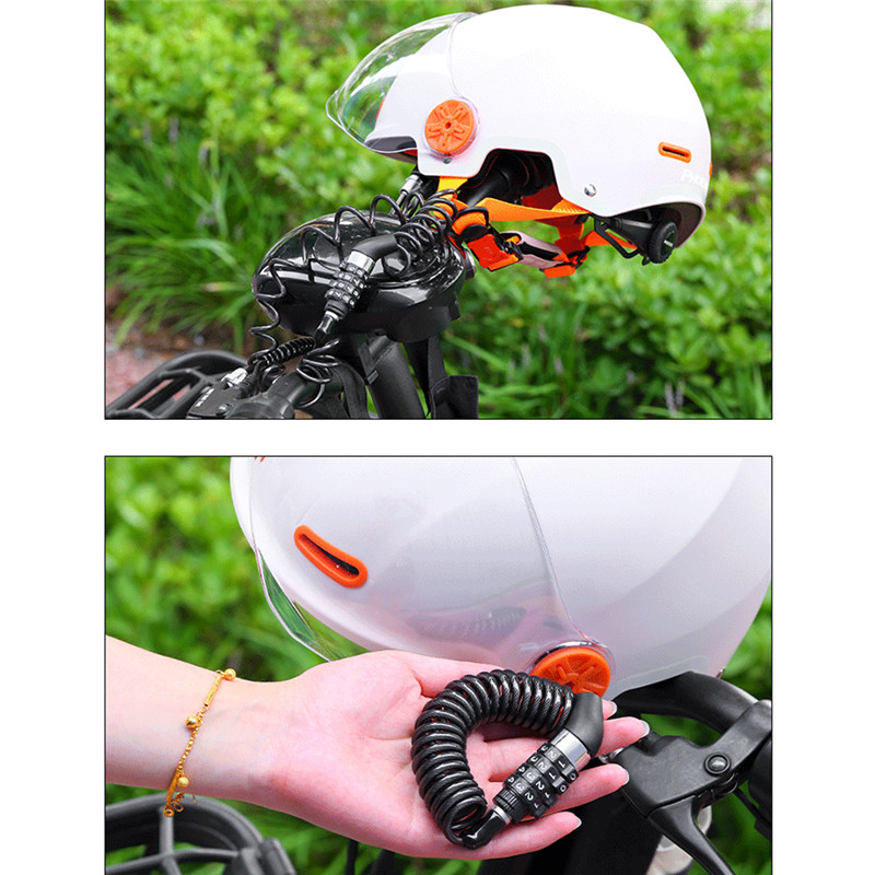Motor Helmet Lock Anti-theft 4 Digit Password MTB Road Bike Locks For Scooter Motorcycle Portable Cycling Bicycle Cable Lock
