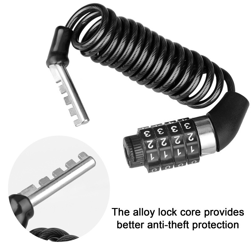 Motor Helmet Lock Anti-theft 4 Digit Password MTB Road Bike Locks For Scooter Motorcycle Portable Cycling Bicycle Cable Lock