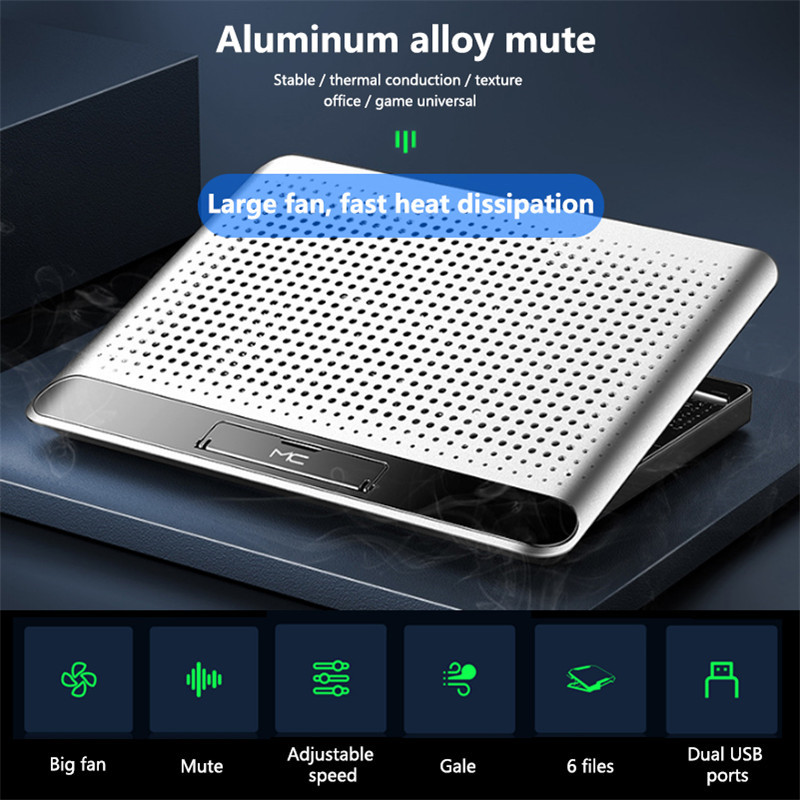 Laptop Fan Cooler Laptop Quiet Cooling Pad 6 Speed Adjustable Notebook Gaming Cooler Stand Holder with 2 USB Port for 12-17inch