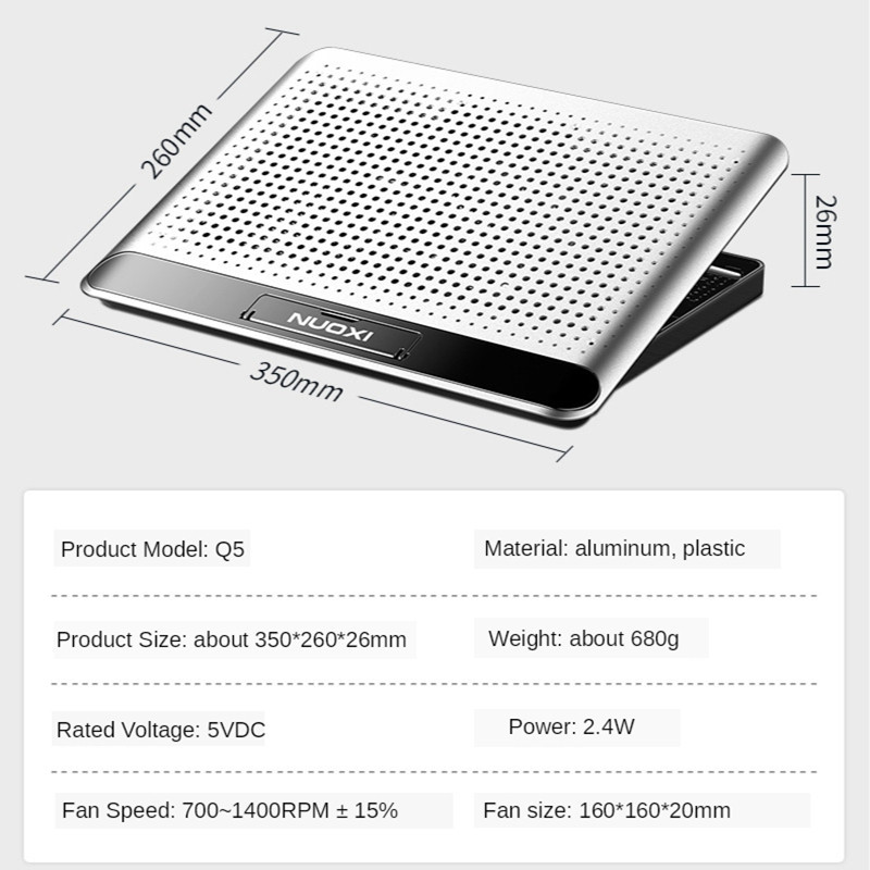 Laptop Fan Cooler Laptop Quiet Cooling Pad 6 Speed Adjustable Notebook Gaming Cooler Stand Holder with 2 USB Port for 12-17inch