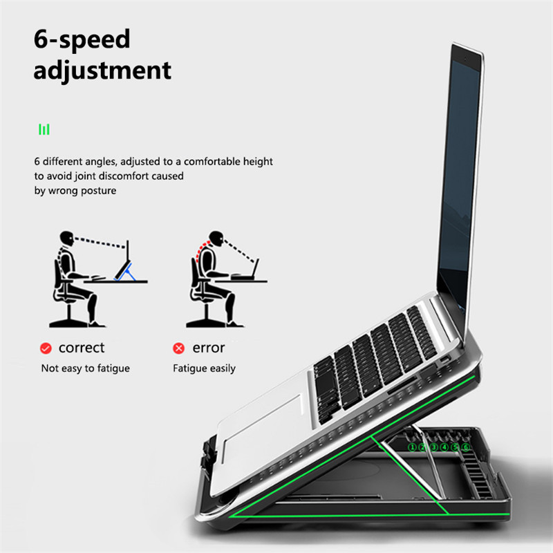 Laptop Fan Cooler Laptop Quiet Cooling Pad 6 Speed Adjustable Notebook Gaming Cooler Stand Holder with 2 USB Port for 12-17inch