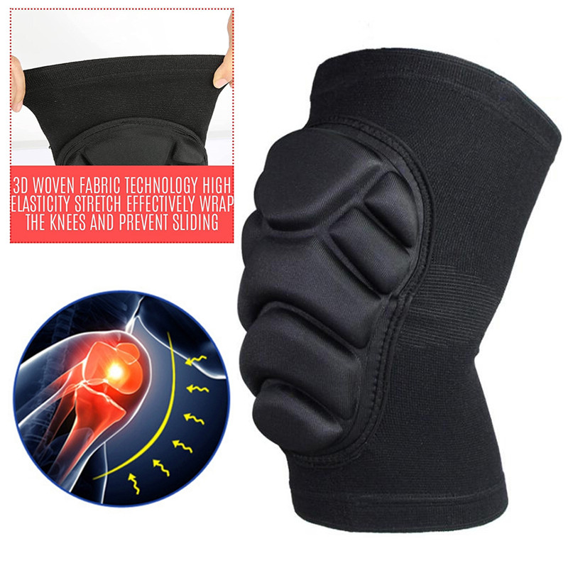 1 Pair Thick Sponge Knee Pads Sleeves Anti-Collision Anti-Slip Sport Kneepad Football Volleyball Knee Brace Support Protector