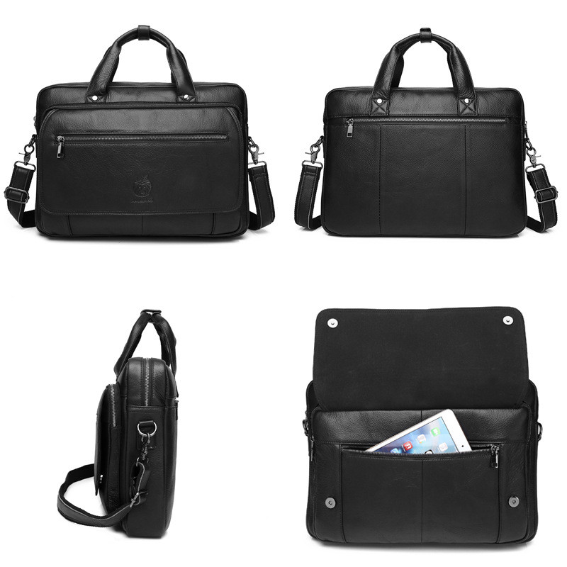 Luxury Genuine Leather Business Tote Men's Briefcase Male Real Cow Leather Men Shoulder Messenger Bag Travel Laptop Handbag