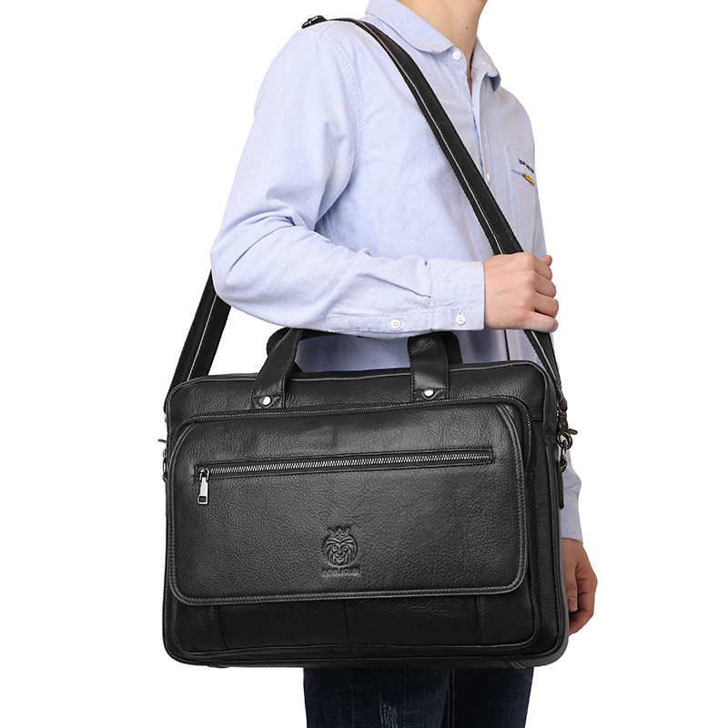 Luxury Genuine Leather Business Tote Men's Briefcase Male Real Cow Leather Men Shoulder Messenger Bag Travel Laptop Handbag