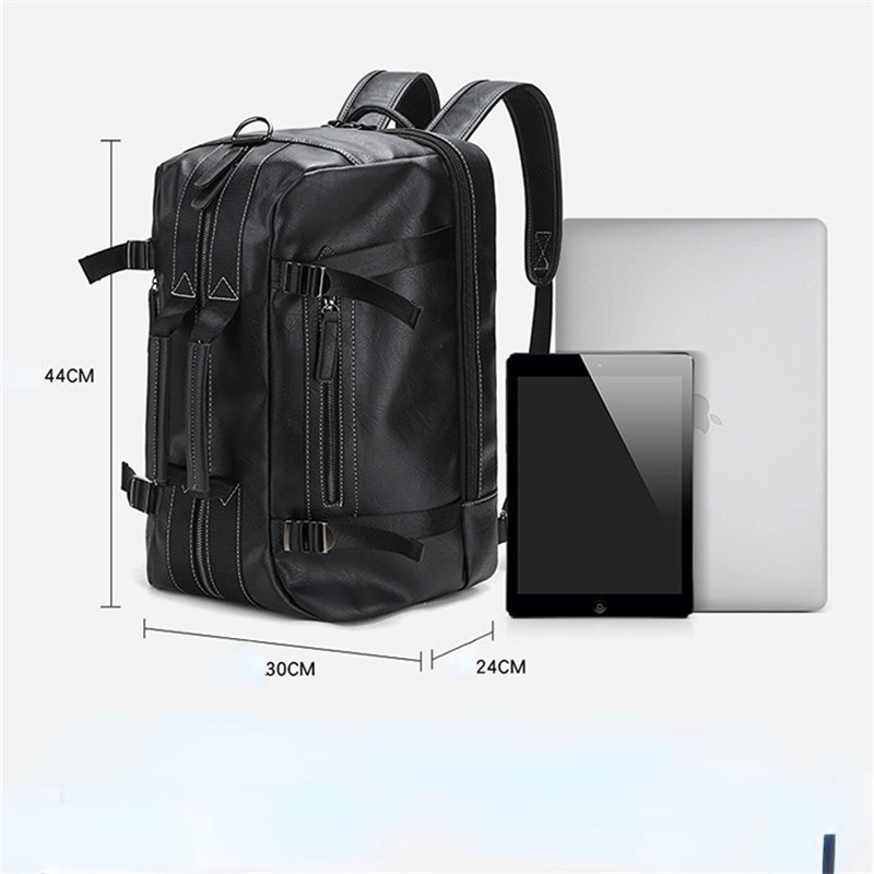 Luxury PU Leather Men Backpack Large Capacity Waterproof Travel Backpack Boy Laptop Bag Male Business Shoulder Bags Handbag