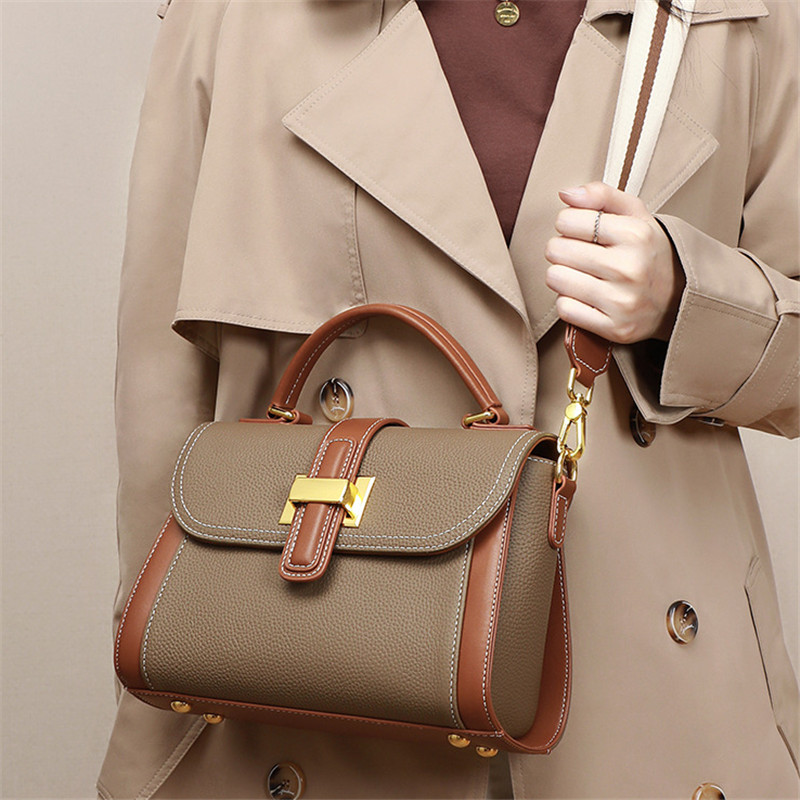 Genuine Leather Women Handbag Shoulder Crossbody Bag Shopping Fashion Office Tote Female Real Cowhide Top Handle Messenger Bags